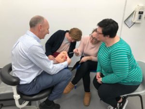 Safe sedation dentistry training being demonstrated to three staff in SpaDental Plymouth