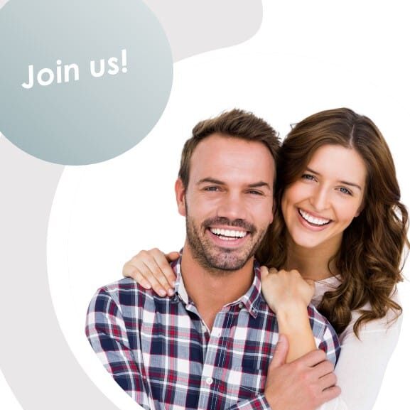 couple for spadental membership terms and coniditions. Writing says "Join Us"
